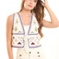 Embroidered Geometric Boho-Style Vest