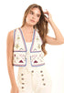 Embroidered Geometric Boho-Style Vest