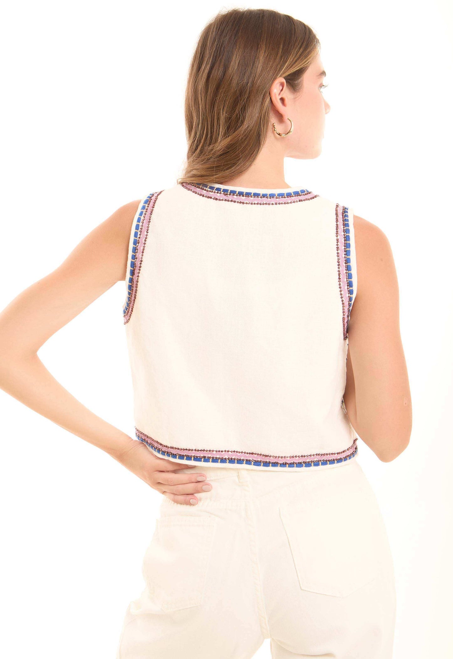 Embroidered Geometric Boho-Style Vest