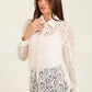 Lace Sheer Button-Down Shirt with Classic Collar
