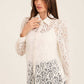 Lace Sheer Button-Down Shirt with Classic Collar