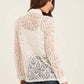 Lace Sheer Button-Down Shirt with Classic Collar