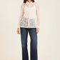 Lace Sheer Button-Down Shirt with Classic Collar