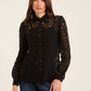 Lace Sheer Button-Down Shirt with Classic Collar