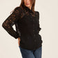 Lace Sheer Button-Down Shirt with Classic Collar