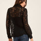 Lace Sheer Button-Down Shirt with Classic Collar