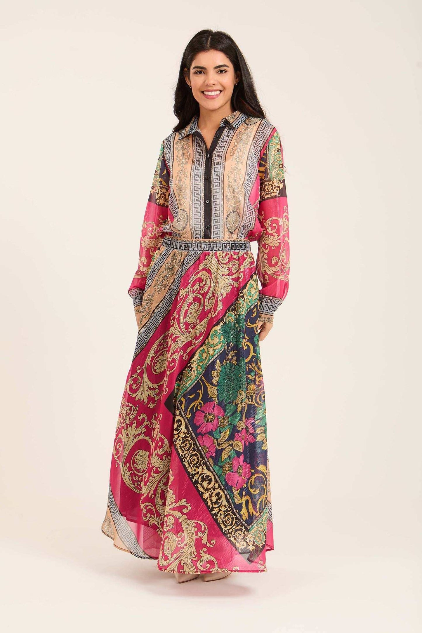 Baroque-Inspired Satin Blouse