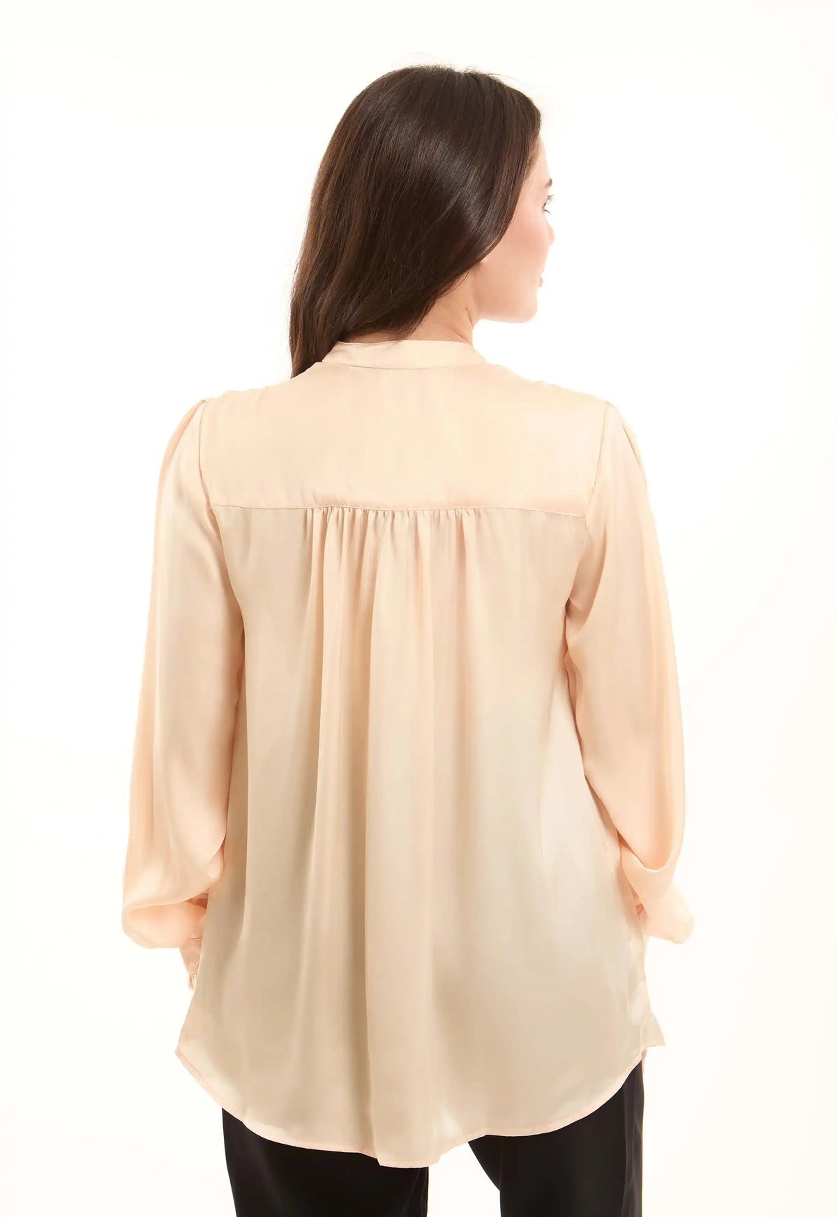 Minimalist Long-Sleeve Blouse with Front Pleats