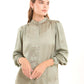 Minimalist Long-Sleeve Blouse with Front Pleats