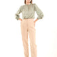 Minimalist Long-Sleeve Blouse with Front Pleats