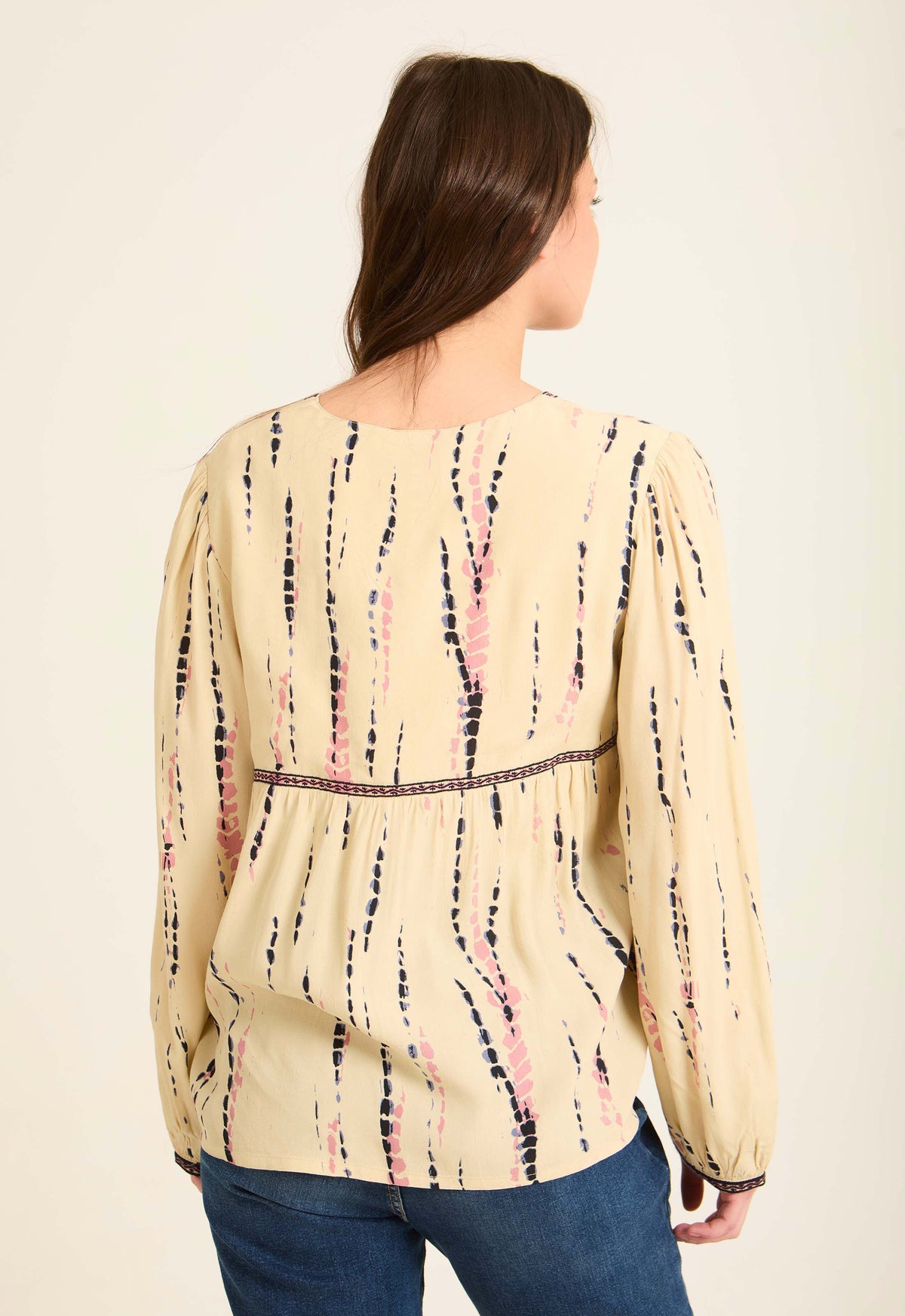 Boho Stripe V-Neck Blouse