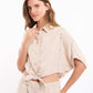 Cotton-Blend Embroidered Crop Shirt