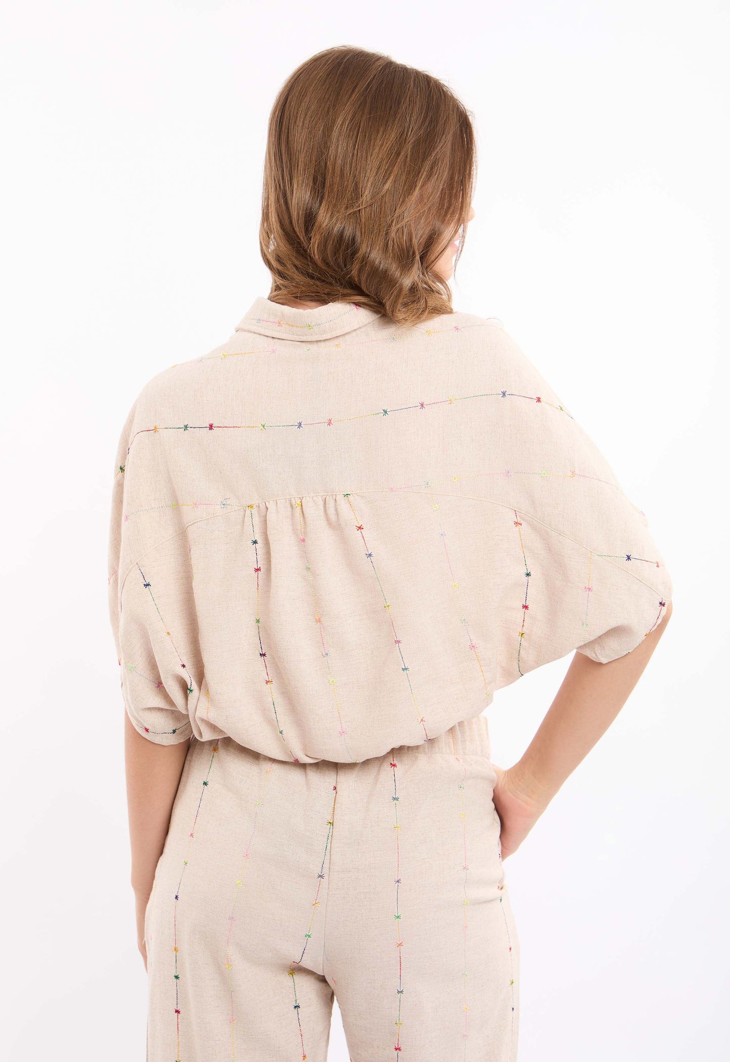 قميص قطن قصير مطرز