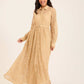 Sheer Floral Lace Buttoned Down Maxi Dress