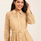 Sheer Floral Lace Buttoned Down Maxi Dress