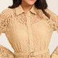 Sheer Floral Lace Buttoned Down Maxi Dress