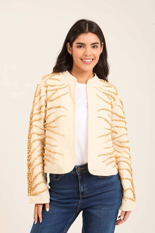 Textured Beaded Jacket with 3D Detailing