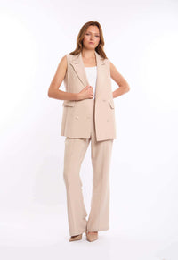 Tailored Straight-Leg Crepe Pants