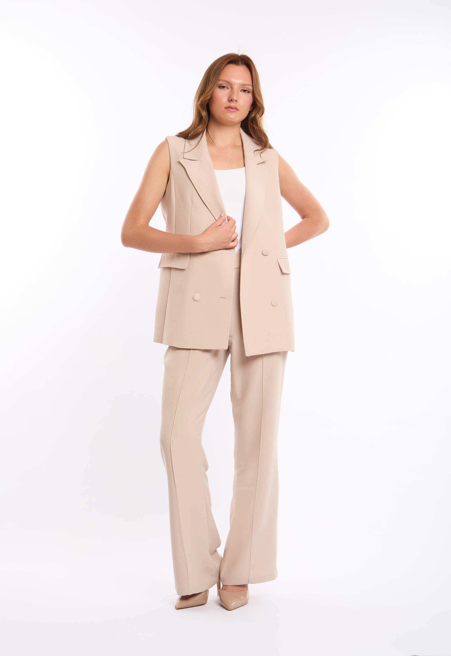 Tailored Straight-Leg Crepe Pants