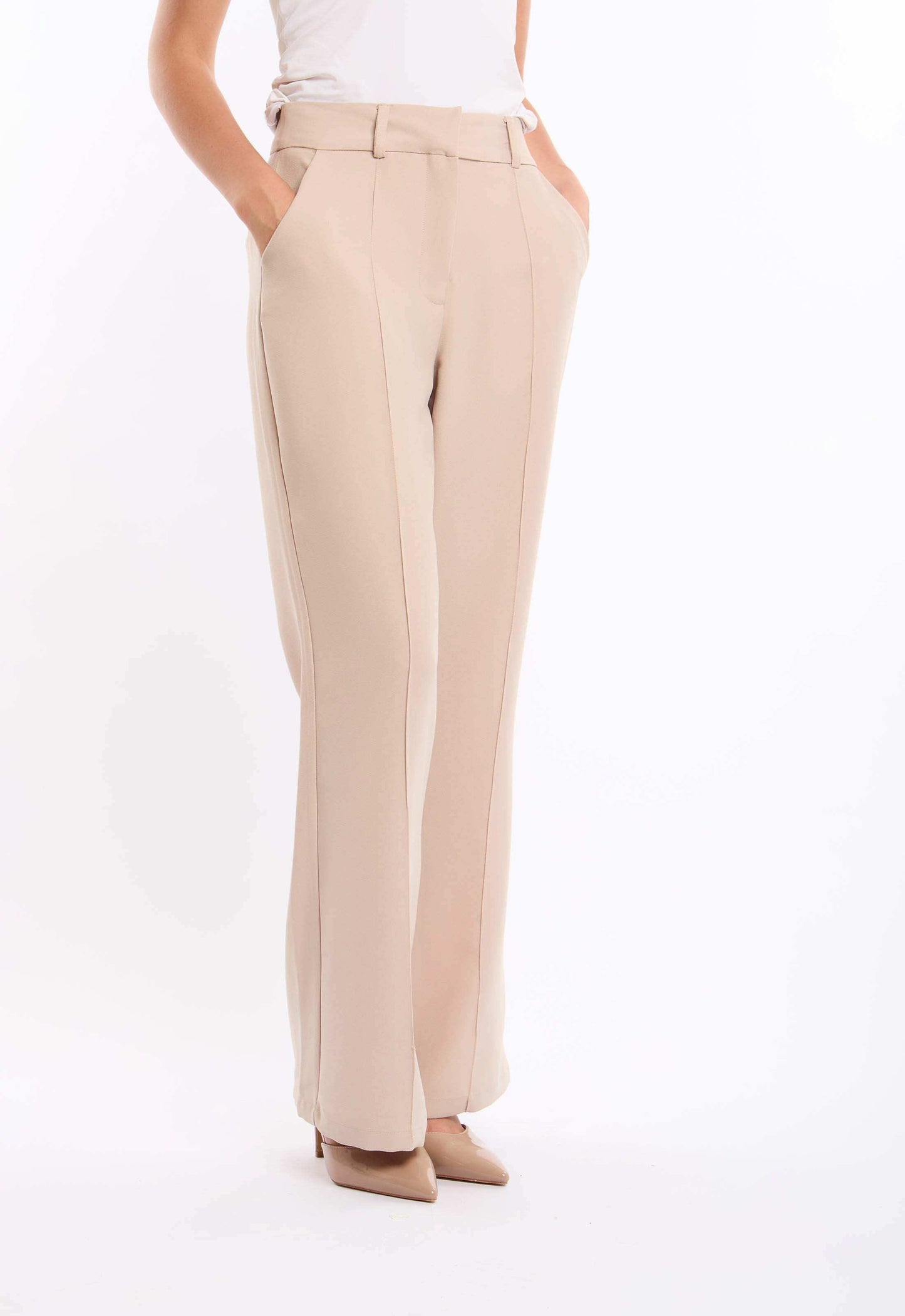 Tailored Straight-Leg Crepe Pants