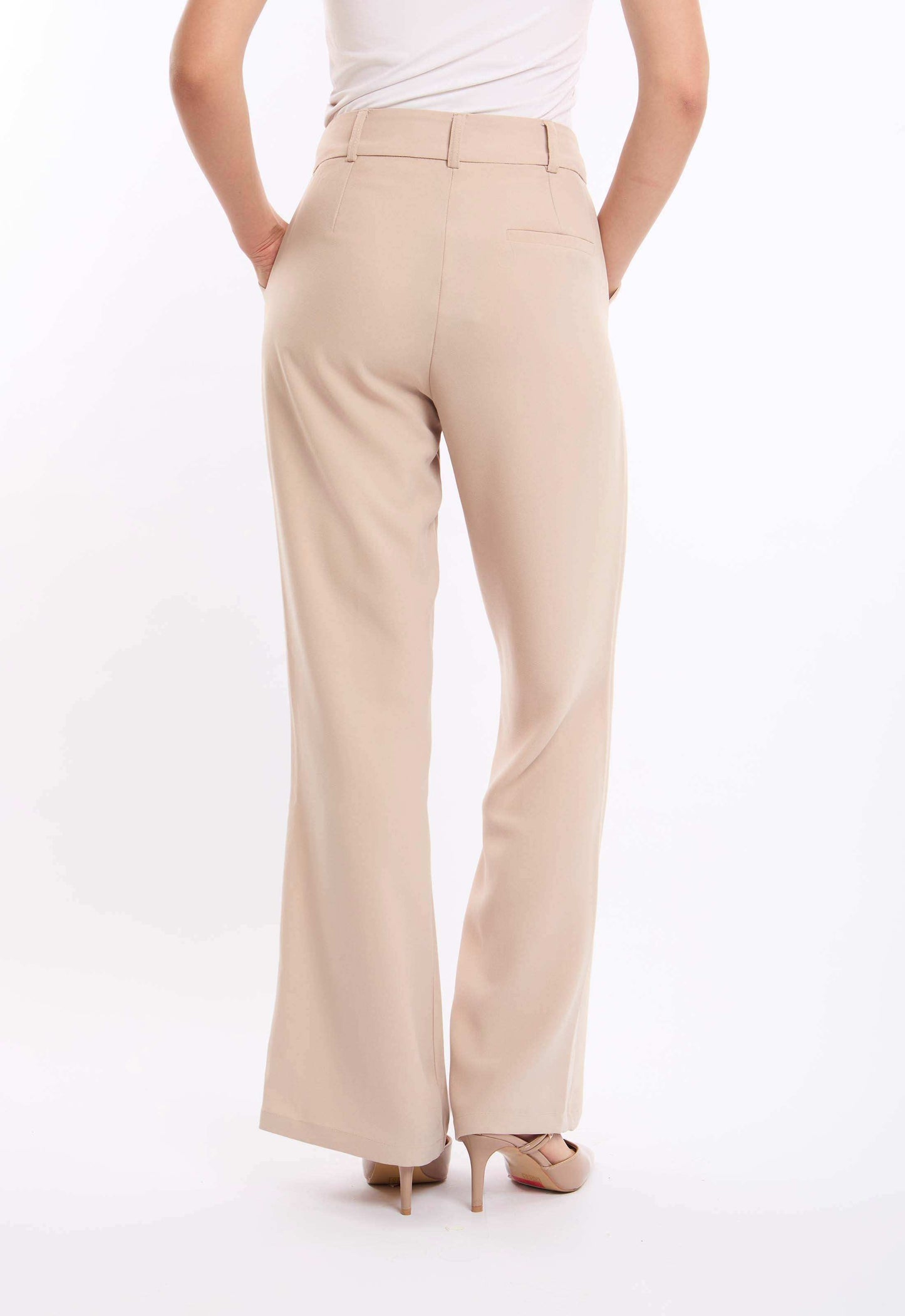 Tailored Straight-Leg Crepe Pants