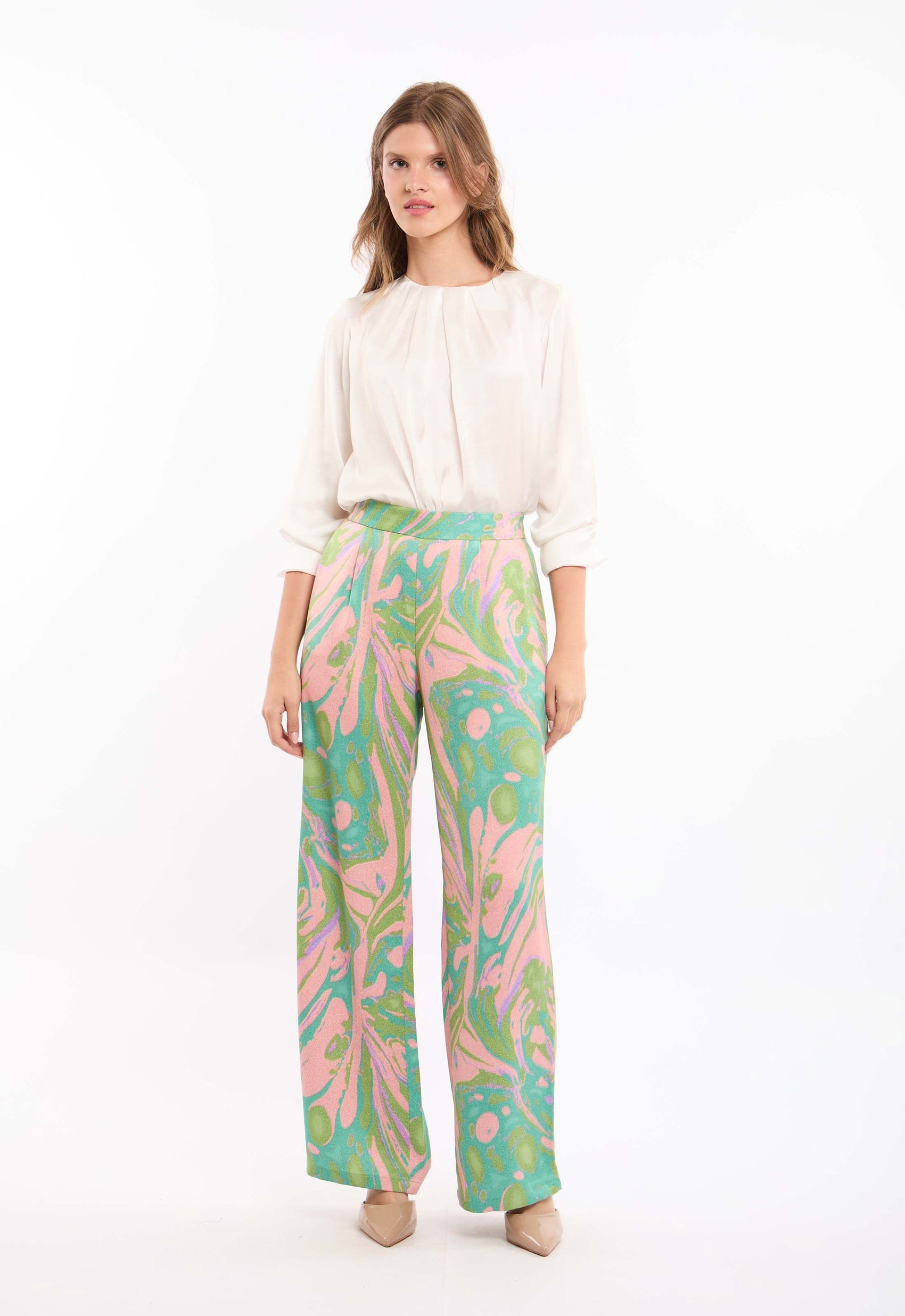 Wide-Leg Pants with Artistic Print