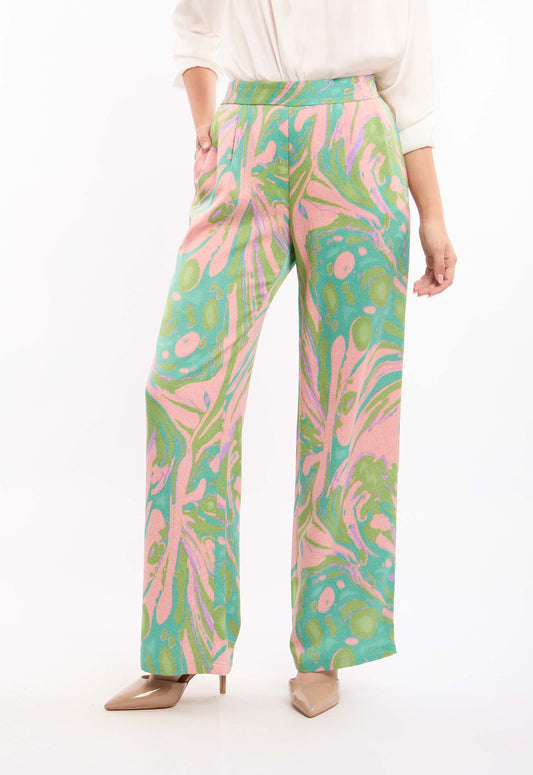 Wide-Leg Pants with Artistic Print