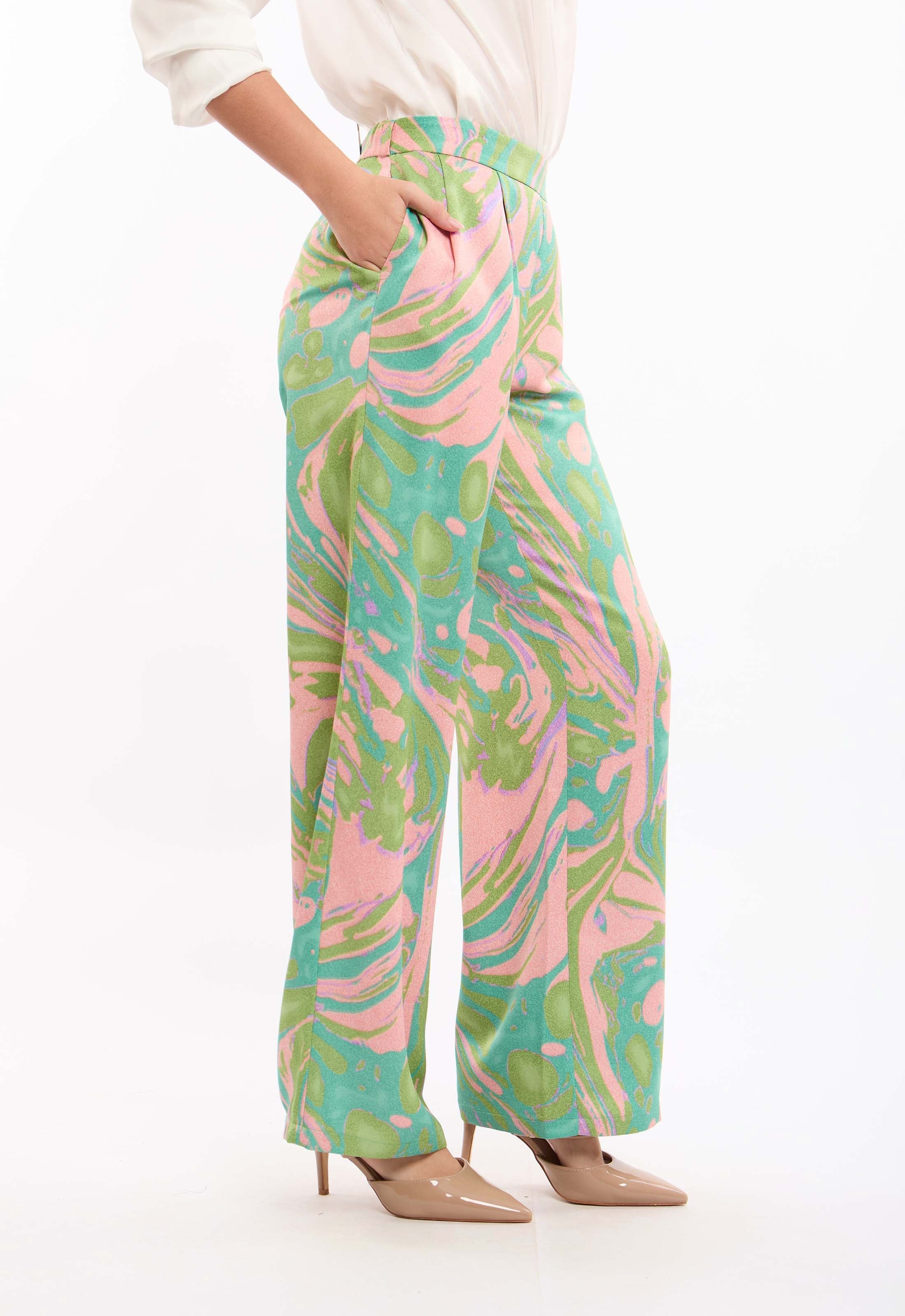 Wide-Leg Pants with Artistic Print