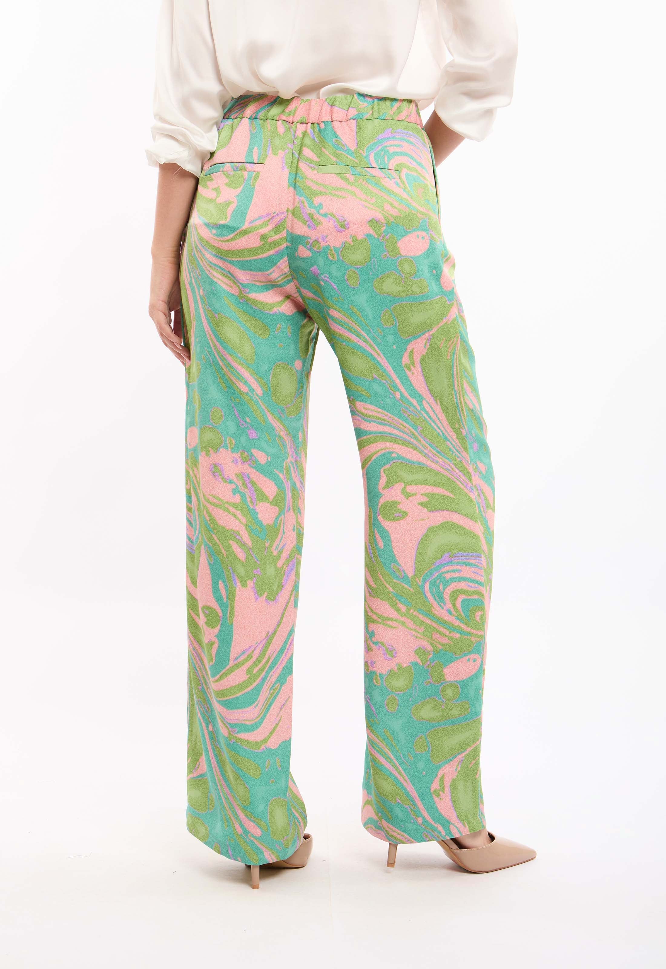 Wide-Leg Pants with Artistic Print
