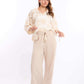 Textured Wide-Leg Pants with Tassel Tie