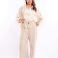 Textured Wide-Leg Pants with Tassel Tie