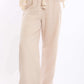Textured Wide-Leg Pants with Tassel Tie