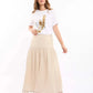 Textured Casual Skirt with Boom Boom Trim