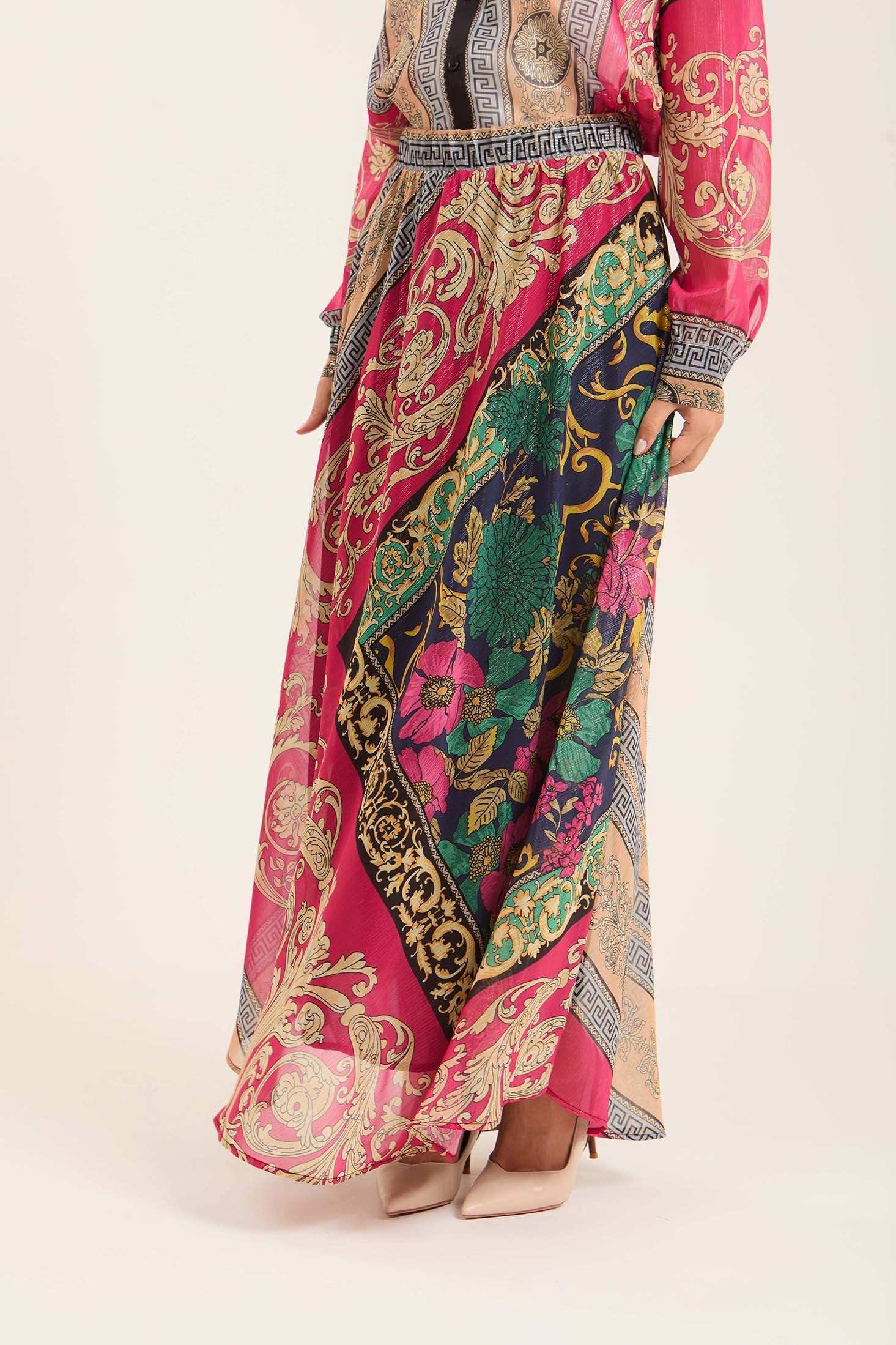 Multi-Patterns Elastic Waist Casual Skirt