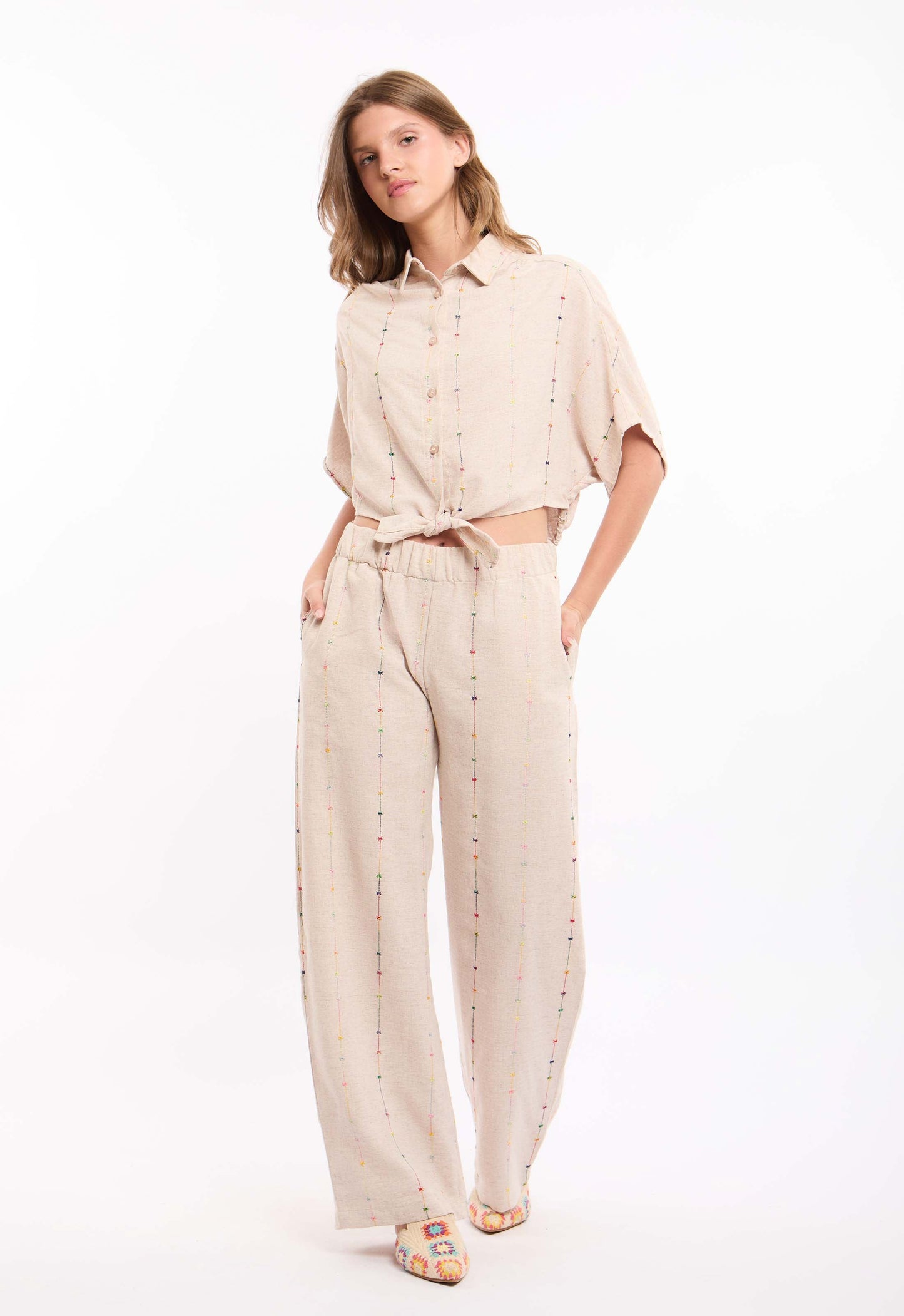 Cotton-Blend Relaxed Pants