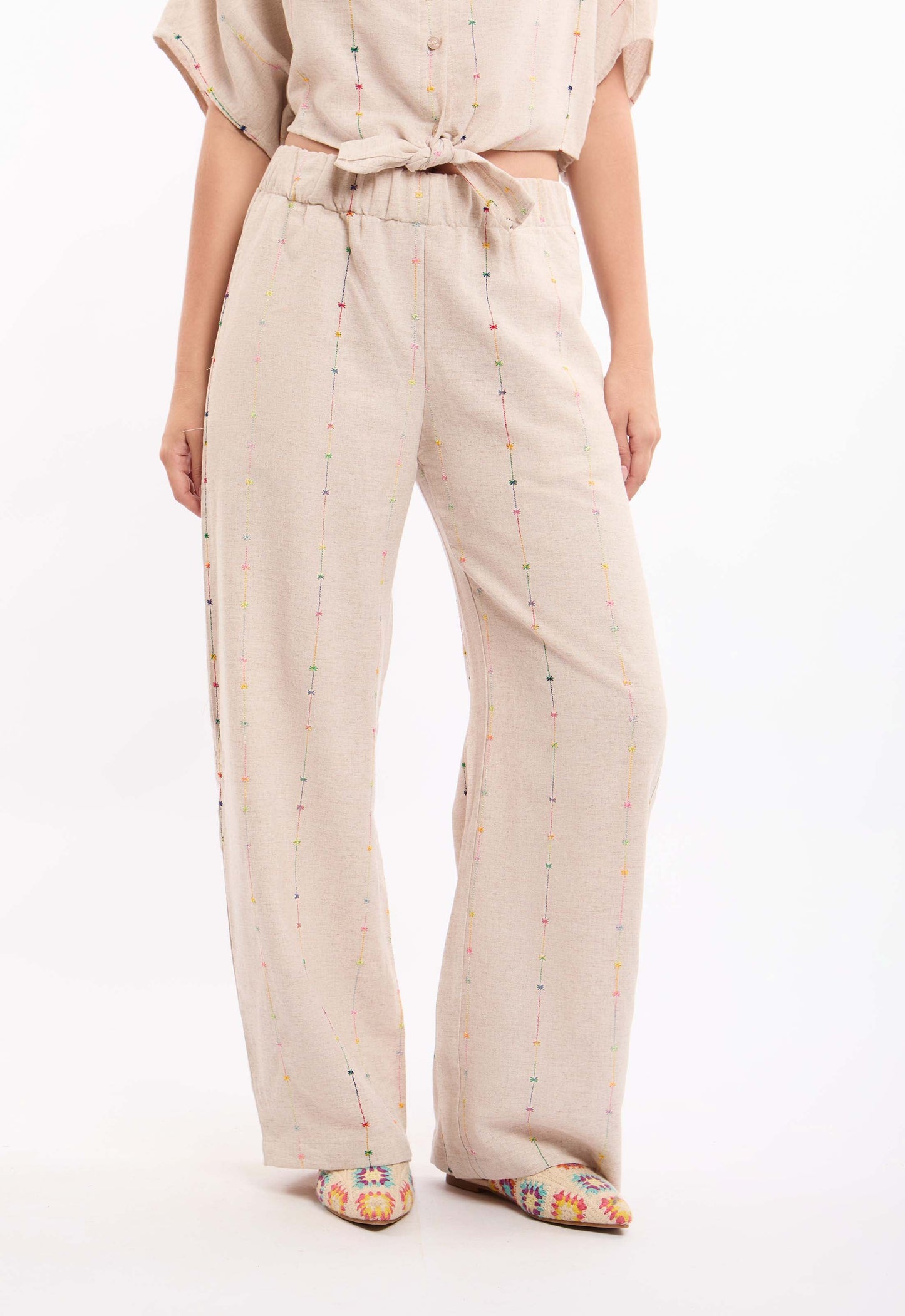 Cotton-Blend Relaxed Pants