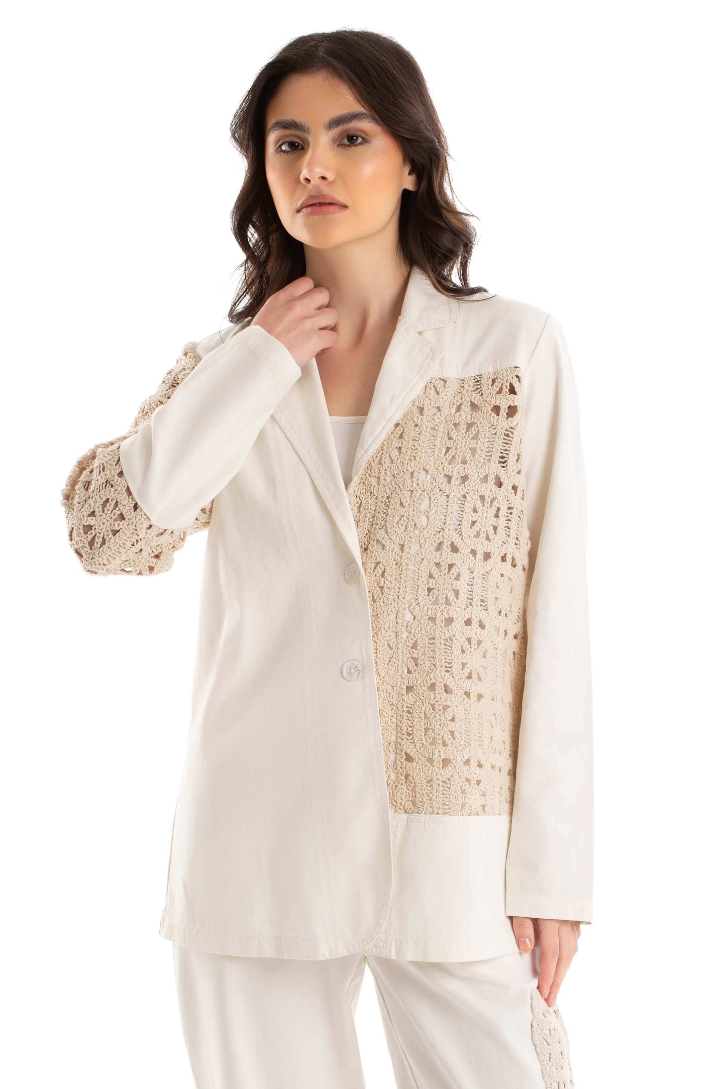 Lace Panel Tailored Blazer