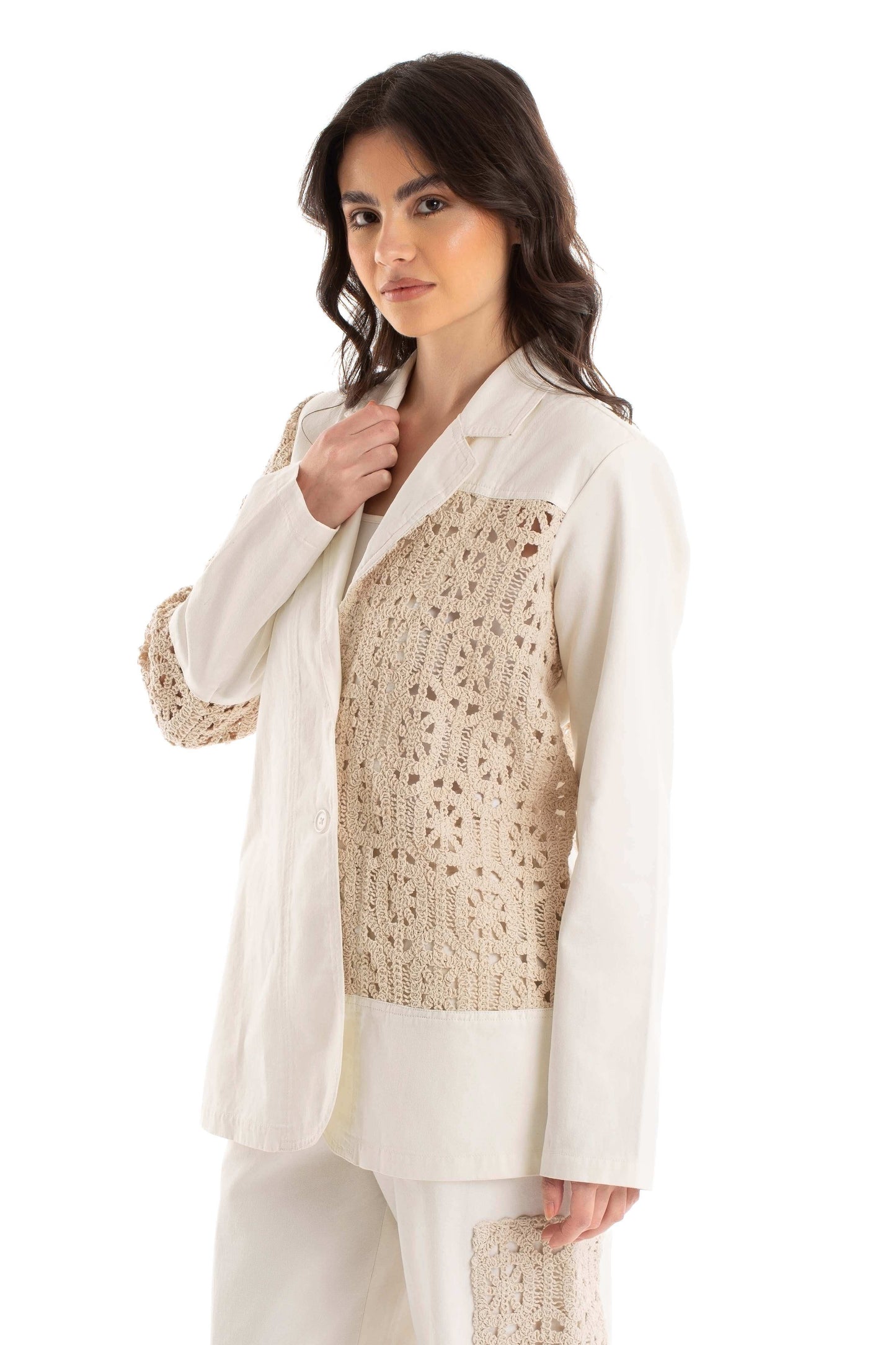 Lace Panel Tailored Blazer