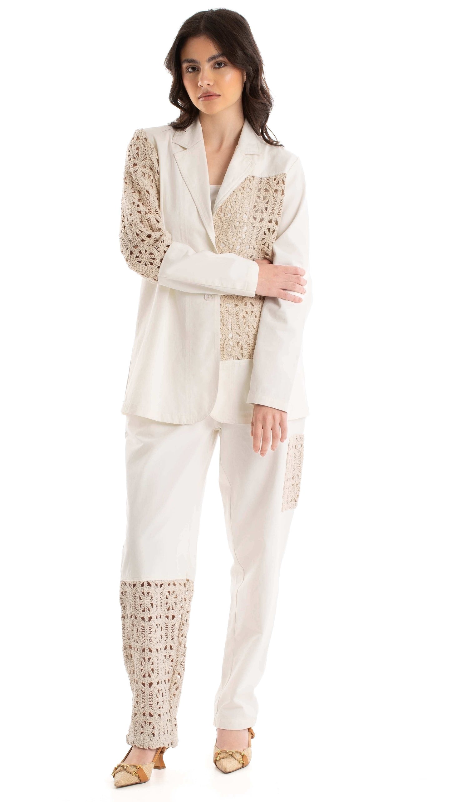 Lace Panel Tailored Blazer