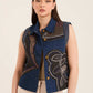 Stitched Patches Buttoned Vest with Turn Down Collar