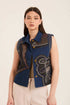 Stitched Patches Buttoned Vest with Turn Down Collar