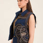 Stitched Patches Buttoned Vest with Turn Down Collar