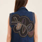 Stitched Patches Buttoned Vest with Turn Down Collar