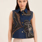 Stitched Patches Buttoned Vest with Turn Down Collar