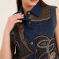 Stitched Patches Buttoned Vest with Turn Down Collar