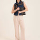 Stitched Patches Buttoned Vest with Turn Down Collar