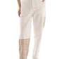 Straight Cotton Pants with Crochet Insets