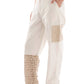 Straight Cotton Pants with Crochet Insets