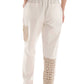 Straight Cotton Pants with Crochet Insets