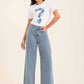 Allover Micro-Print Wide-Leg Jeans